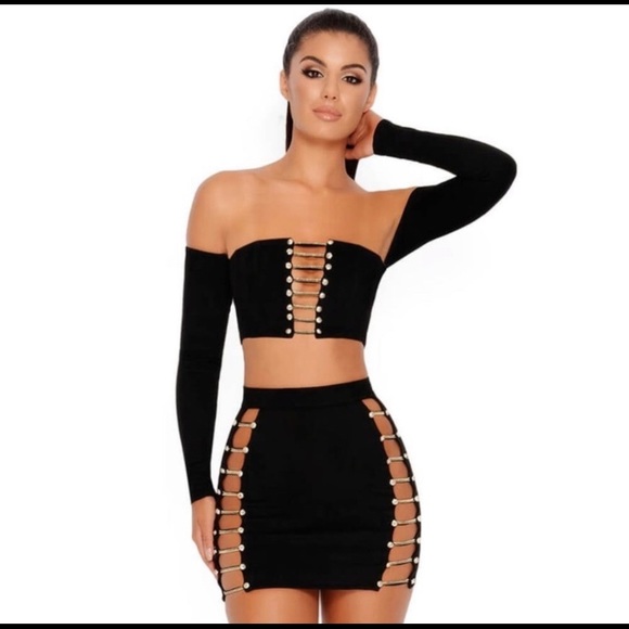 Suede cut out two piece set - Picture 2 of 3